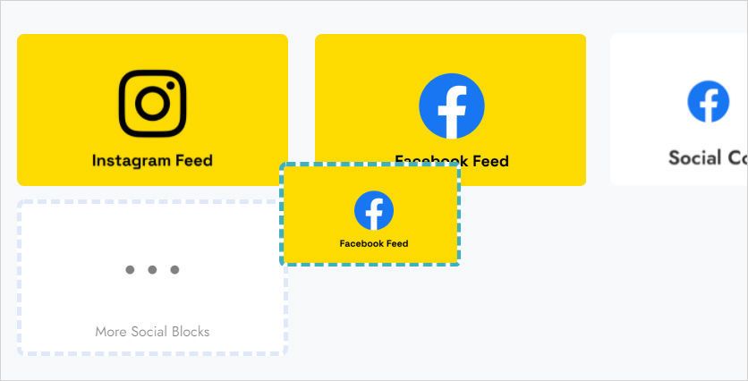 Dragging the feed block from the blocks list onto a page
