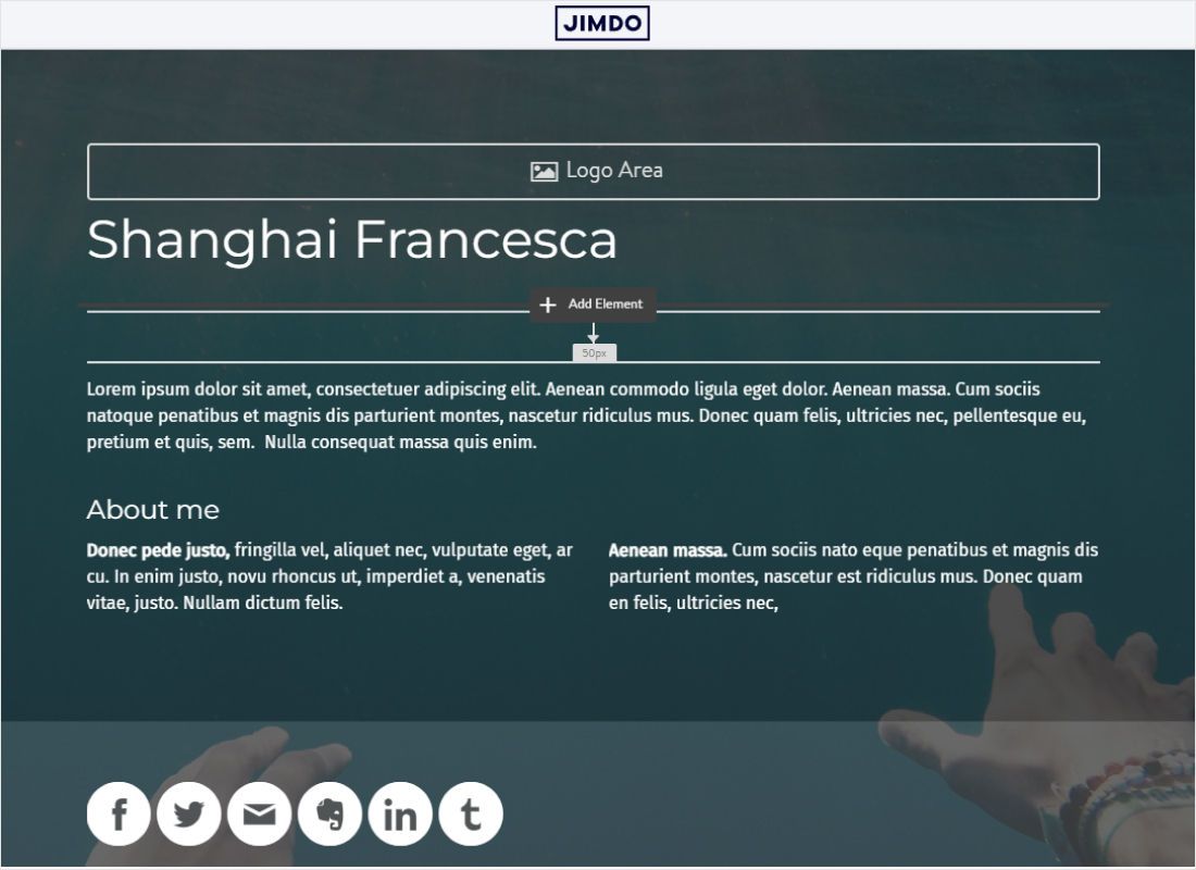 Sign in to Jimdo, open your Creator site in edit mode and go to the page that should carry the widget. Hover b