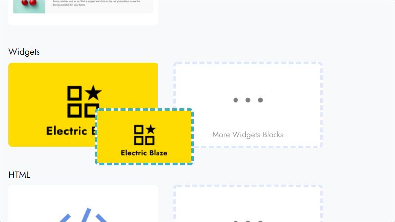 Adding the Instagram Feed block from the Mobirise blocks panel