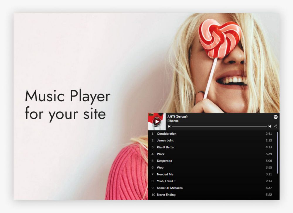 Spotify playlist player embedded in a web page