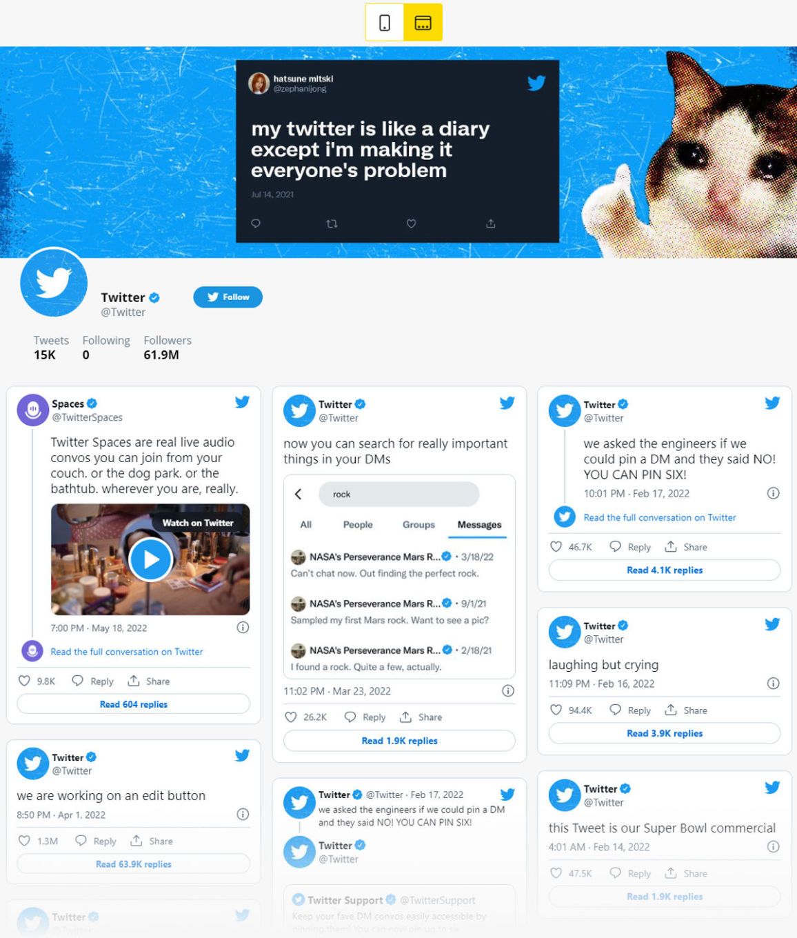 Recent X posts arranged in a website slider